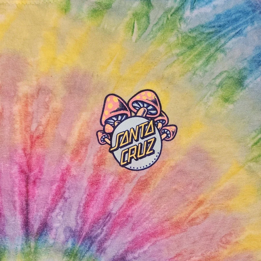 Santa Cruz Skateboards Tie Dye Mushroom Graphic T-Shirt Men Small Rainbow Spiral